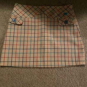 Vintage Marc by Marc Jacobs - Beige Blue Red Wool Blend Plaid Skirt - Size 10